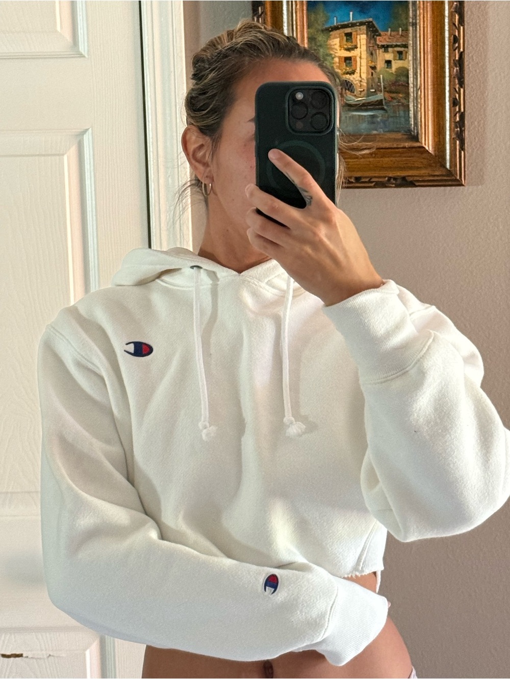 Champion white crop hoodie
